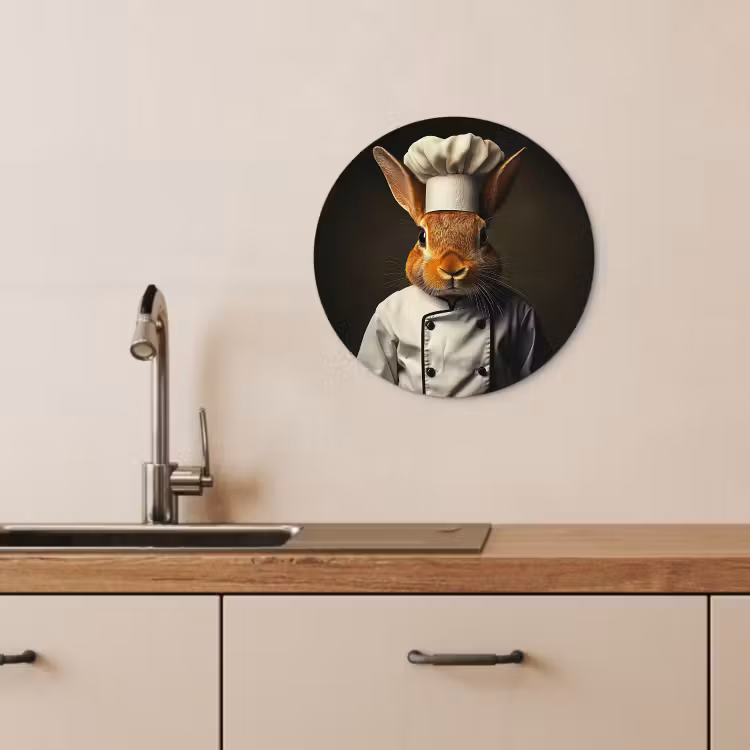 Tableau rond - Lapin - Cuisinier - Animal — 3