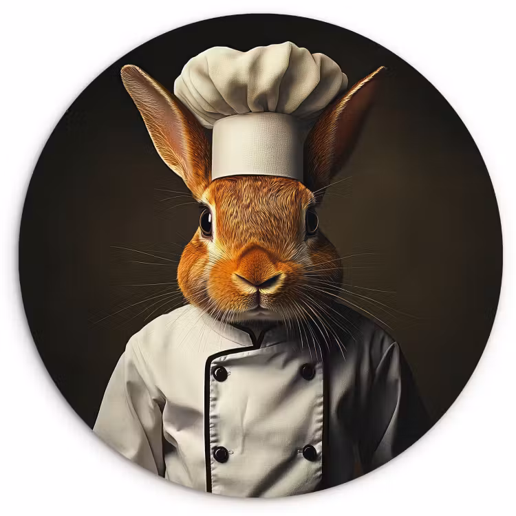 Tableau rond - Lapin - Cuisinier - Animal — 4