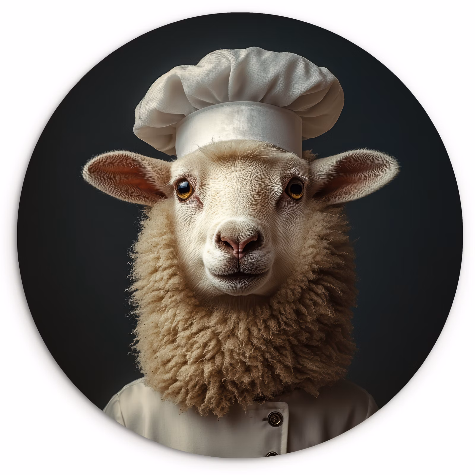 Tableau rond - Mouton - Laine - Cuisine — 1