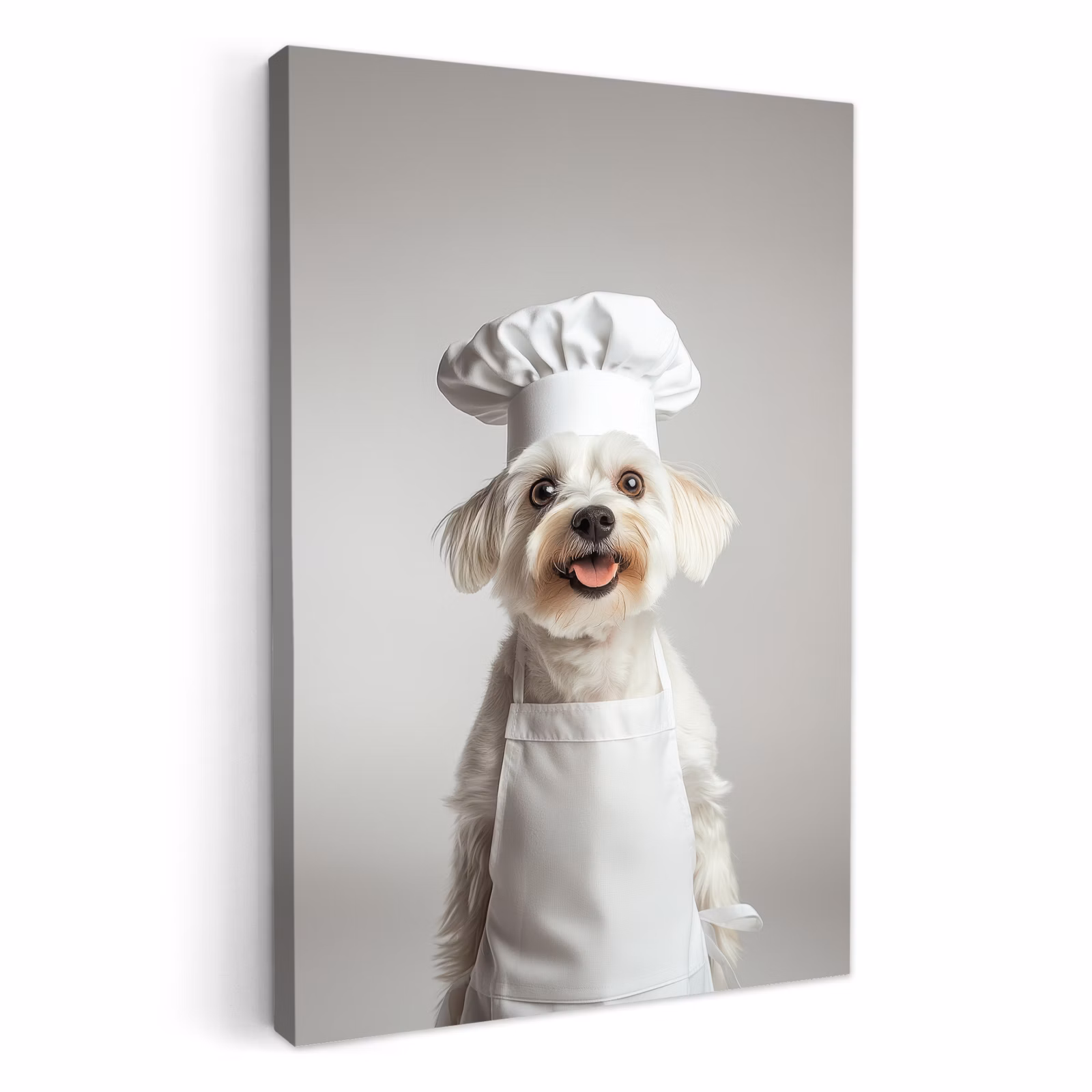 Tableau sur toile - Chien - Blanc - Cuisinier — 1