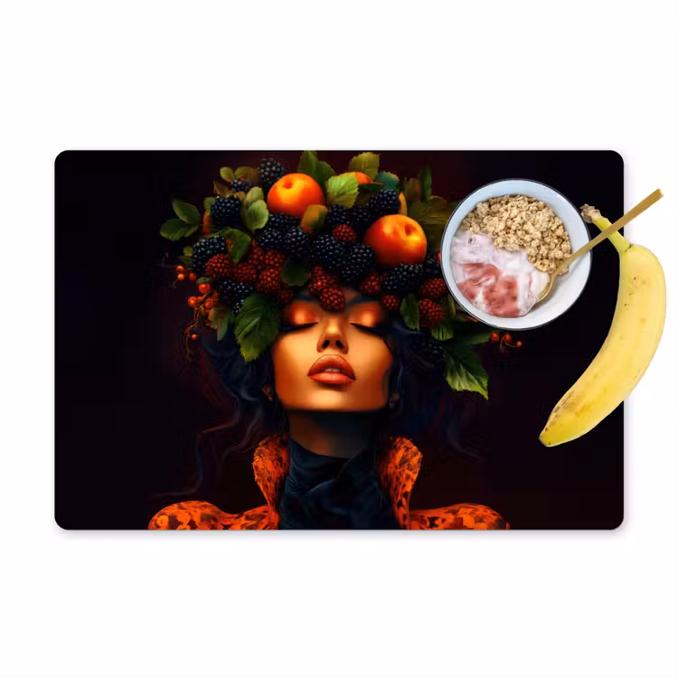 Sets de table - Femme - Noir - Baies - Pommes — 1