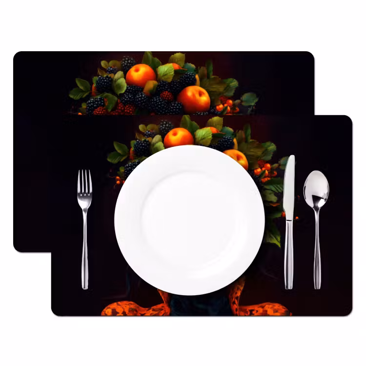 Sets de table - Femme - Noir - Baies - Pommes — 2