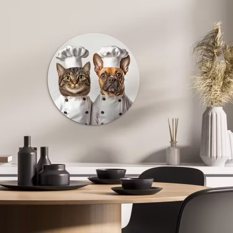 Tableau rond - Chat - Chien - Vêtements de cuisine — 3
