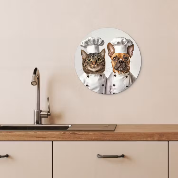 Tableau rond - Chat - Chien - Vêtements de cuisine — 4