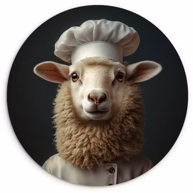 Tableau rond - Mouton - Laine - Cuisine — 1
