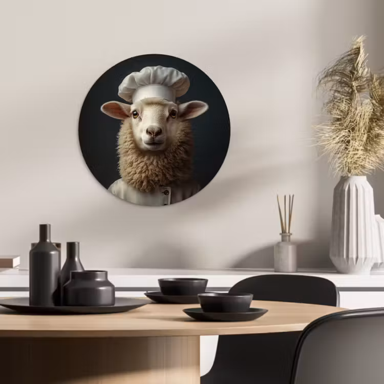 Tableau rond - Mouton - Laine - Cuisine — 2
