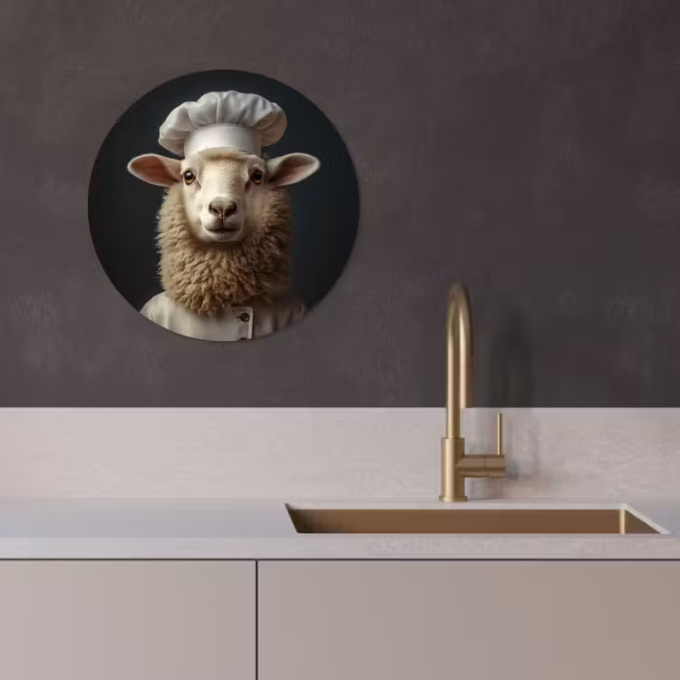 Tableau rond - Mouton - Laine - Cuisine — 3