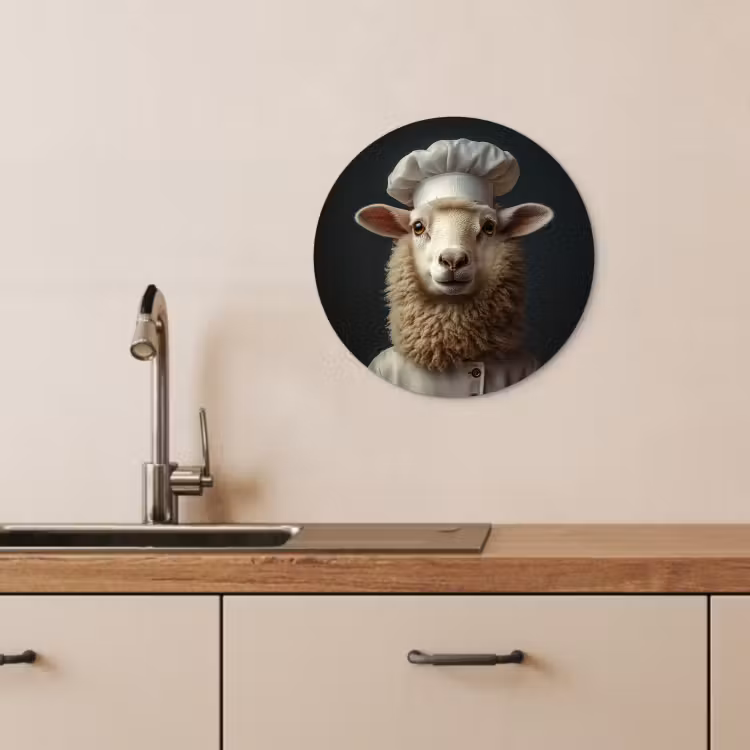 Tableau rond - Mouton - Laine - Cuisine — 4