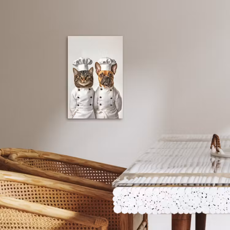 Tableau sur toile - Chat - Chien - Vêtements de cuisine — 3