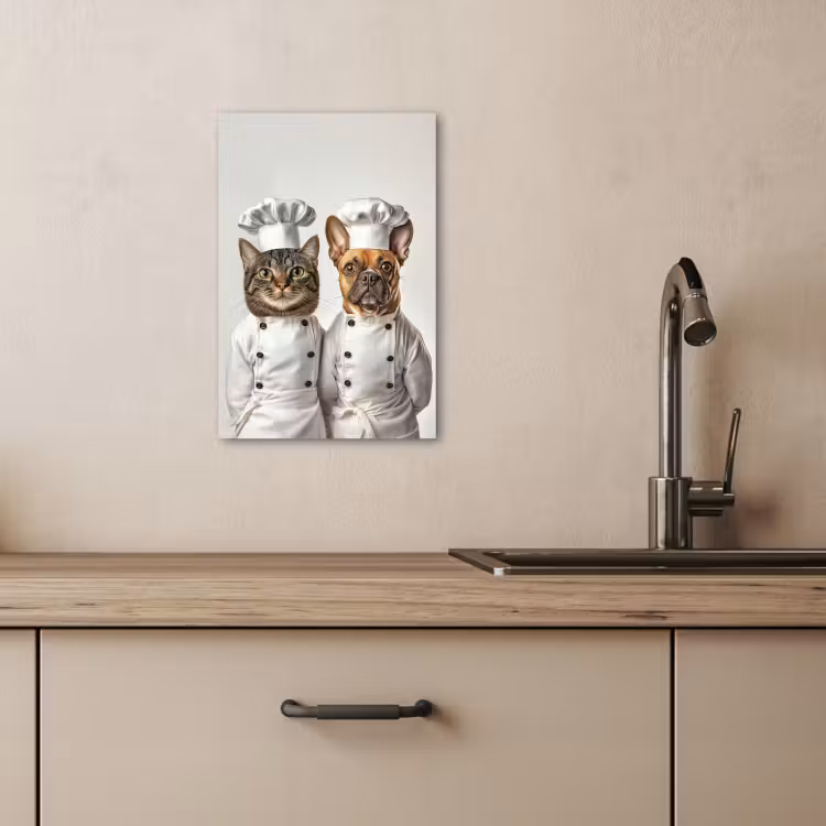 Tableau sur toile - Chat - Chien - Vêtements de cuisine — 4