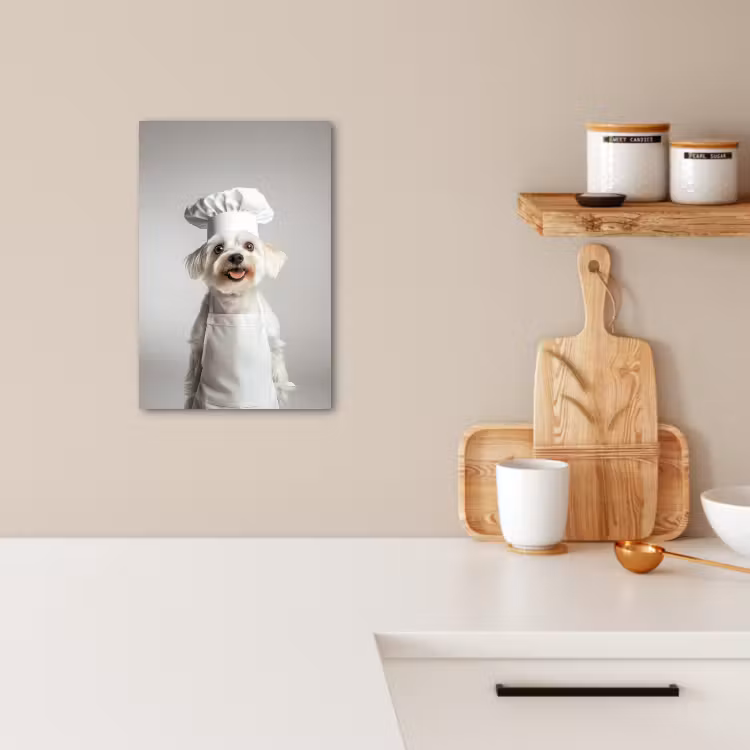 Tableau sur toile - Chien - Blanc - Cuisinier — 2