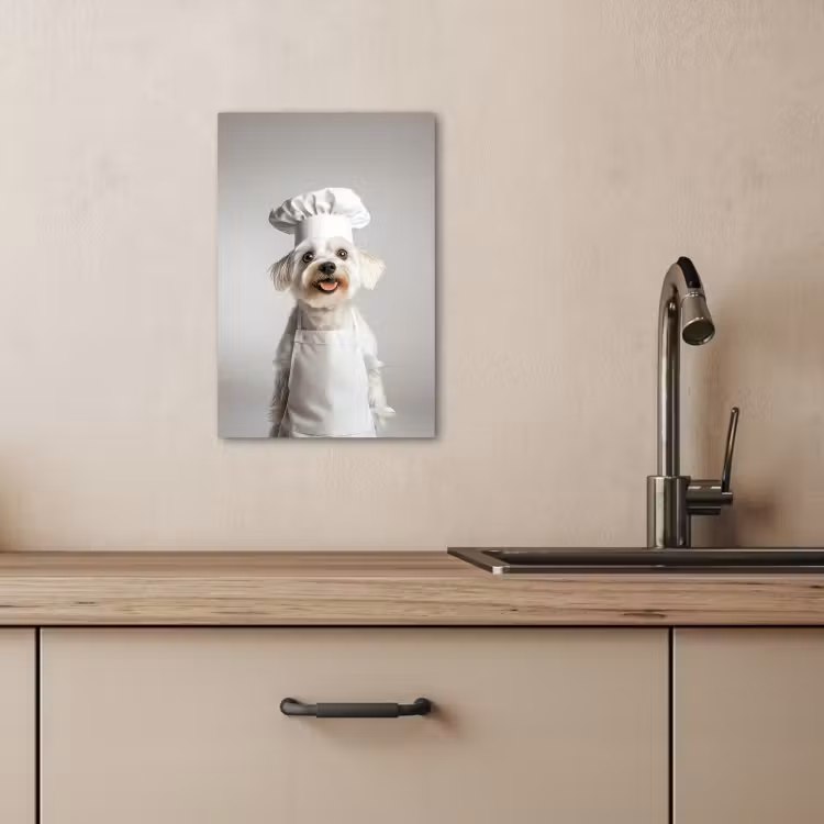Tableau sur toile - Chien - Blanc - Cuisinier — 3