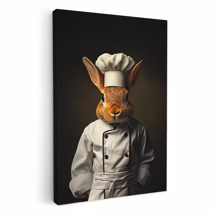 Tableau sur toile - Lapin - Cuisinier - Animal — 1