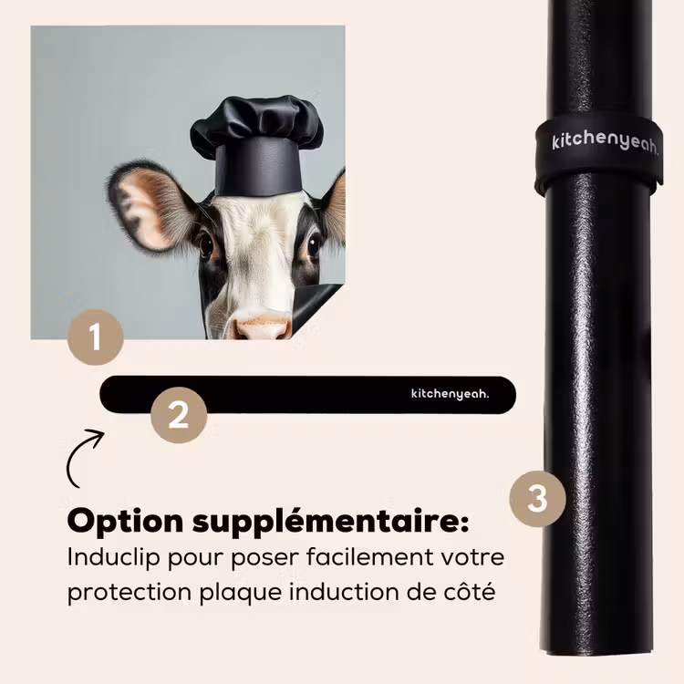 Protection plaque induction - Vache - Noir - Blanc - Cuisinier — 8