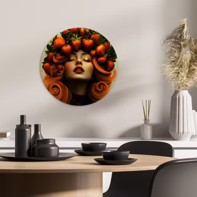 Tableau rond - Femme - Fraises - Couronne — 3