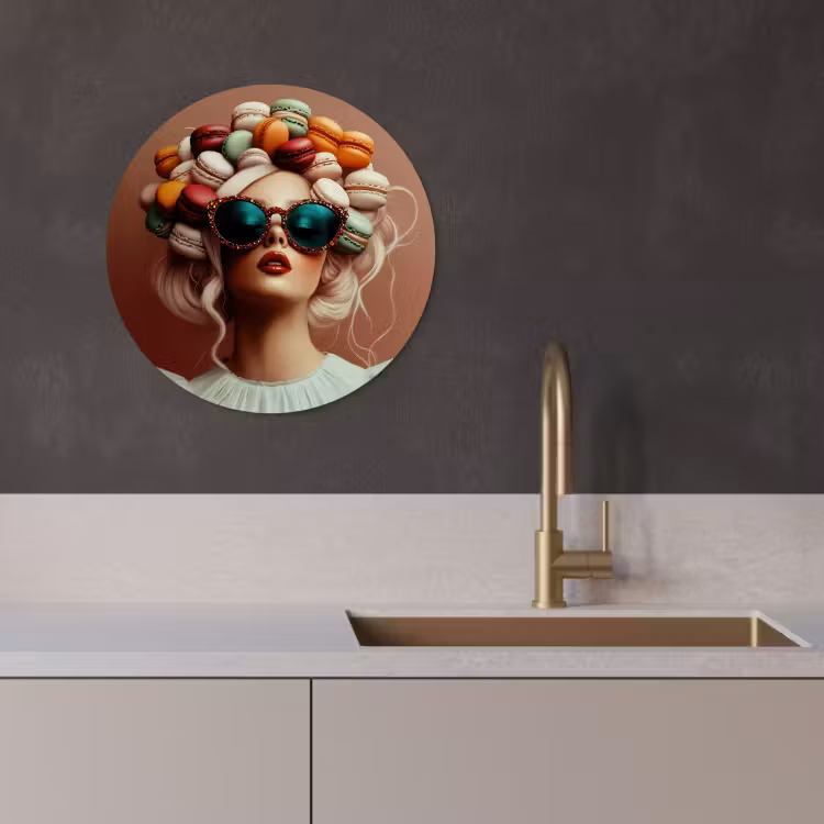Tableau rond - Femme - Macarons - Lunettes — 3