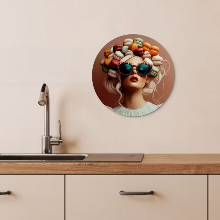 Tableau rond - Femme - Macarons - Lunettes — 4