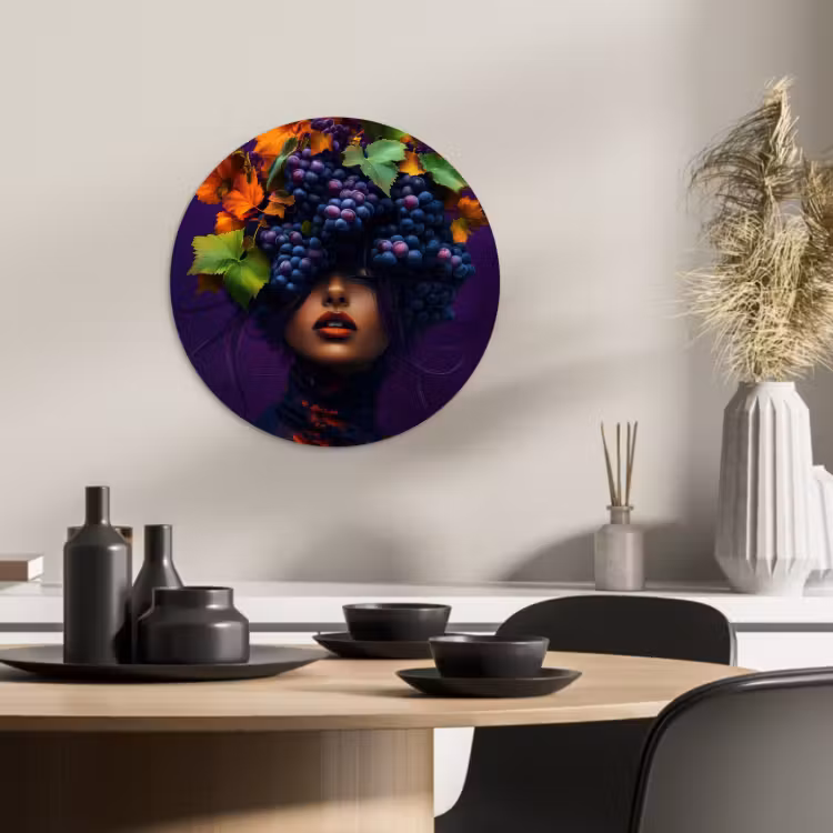 Tableau rond - Femme - Pourpre - Raisins — 2