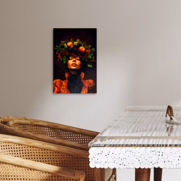 Tableau sur toile - Femme - Noir - Baies - Pommes — 3
