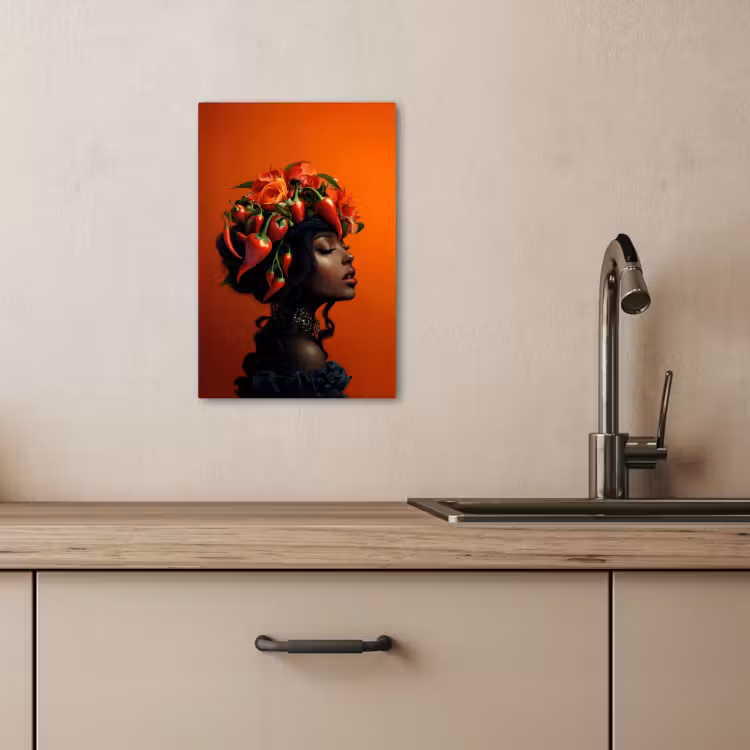 Tableau sur toile - Femme - Piments - Fleurs — 1