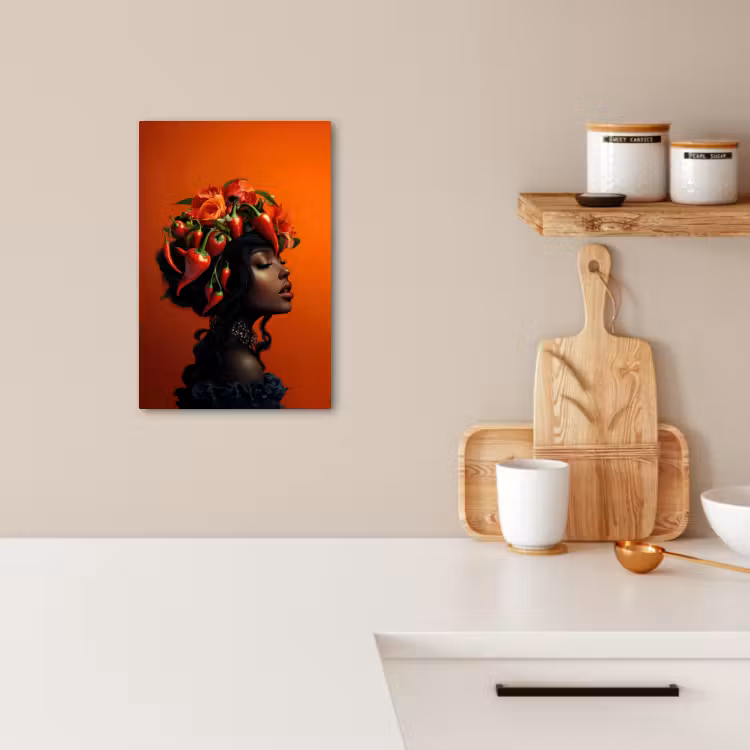 Tableau sur toile - Femme - Piments - Fleurs — 3