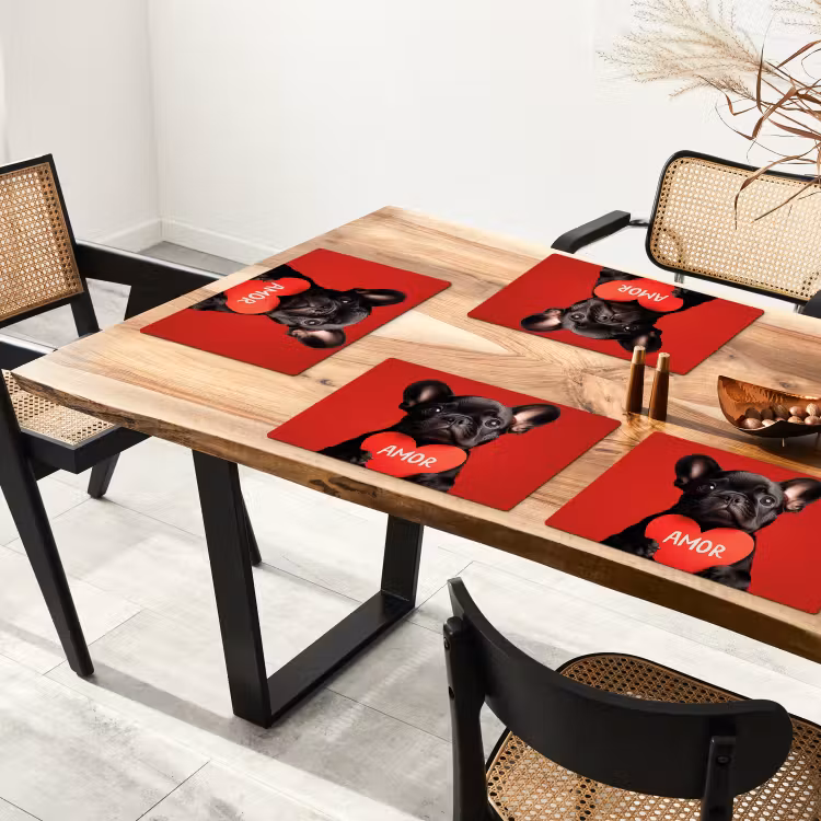 Sets de table - Amor - Dog - Heart - Red — 4