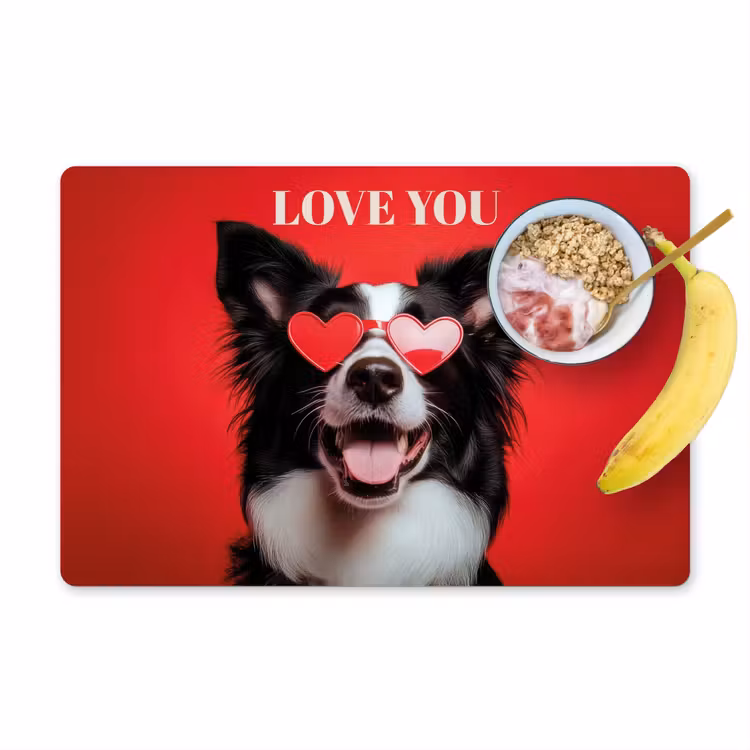 Sets de table - Chien - Lunettes coeur - Loveyou - Rouge — 1