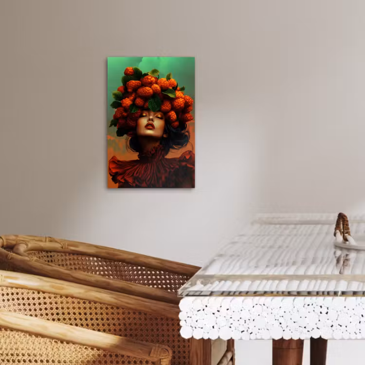 Tableau sur toile - Femme - Framboises - Feuilles — 2