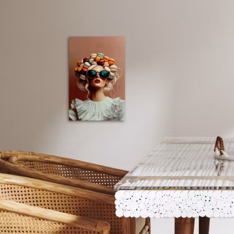 Tableau sur toile - Femme - Macarons - Lunettes — 4
