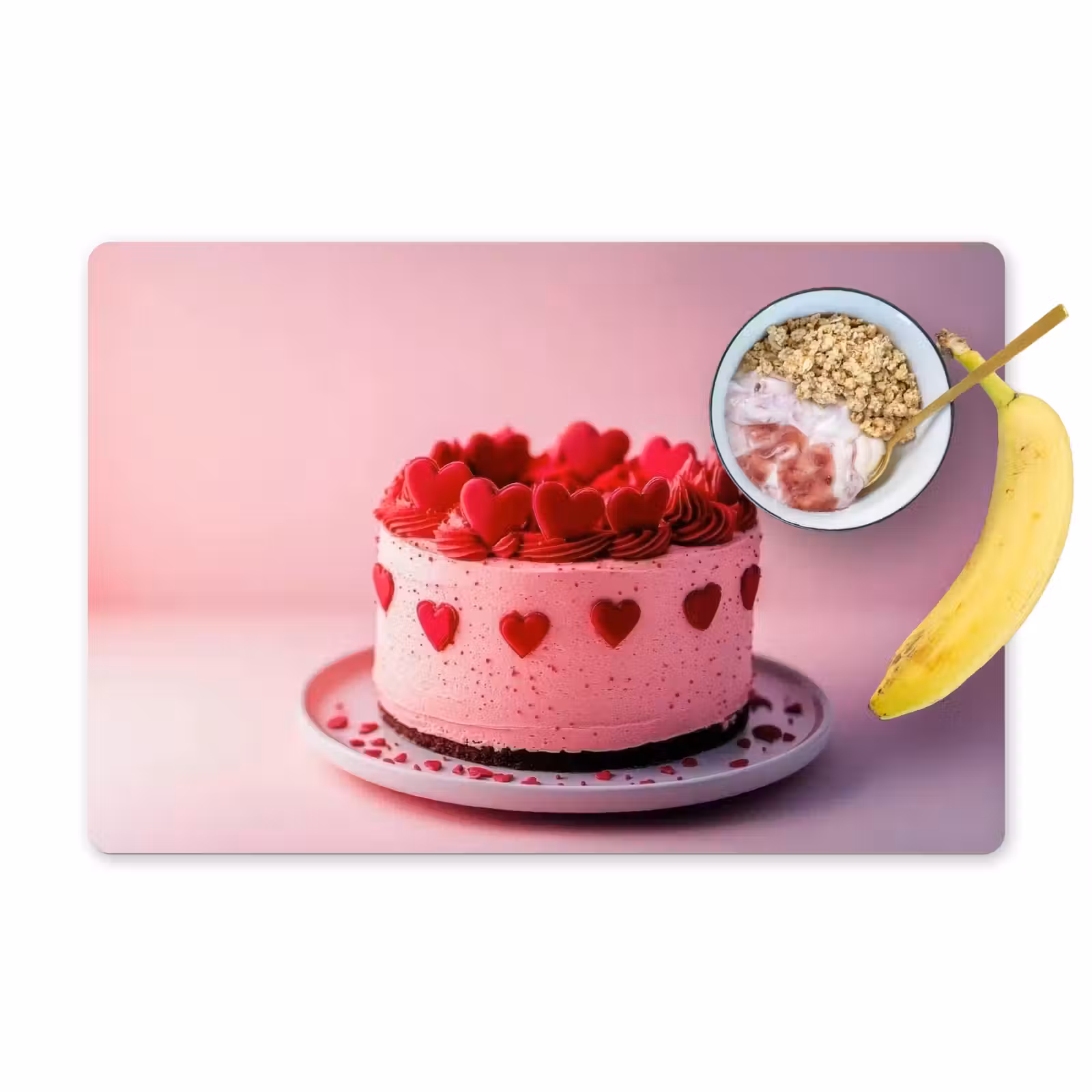 Sets de table en vinyle - Gâteau - Coeur - Rose — 1