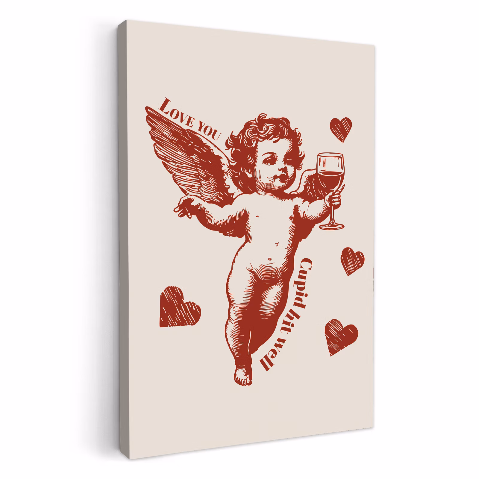 Tableau sur toile - Cupidon - Cœurs - Rouge - Classique — 1