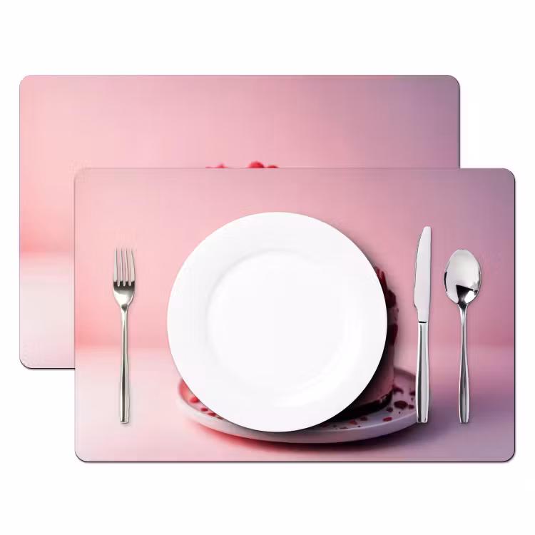 Sets de table en vinyle - Gâteau - Coeur - Rose — 2