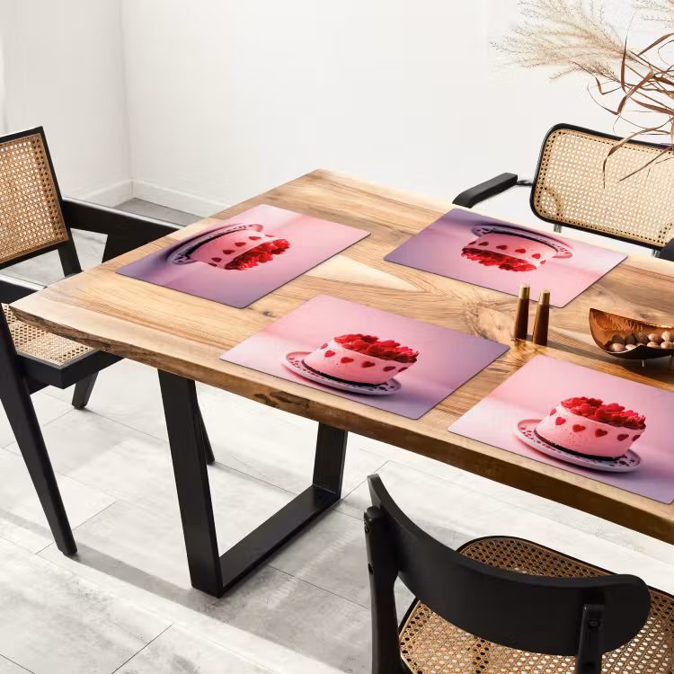 Sets de table en vinyle - Gâteau - Coeur - Rose — 4