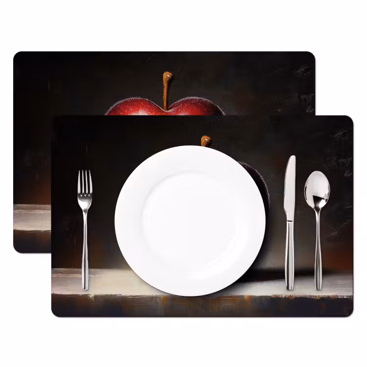 Sets de table en vinyle - Pomme - Coeur - Rouge — 2