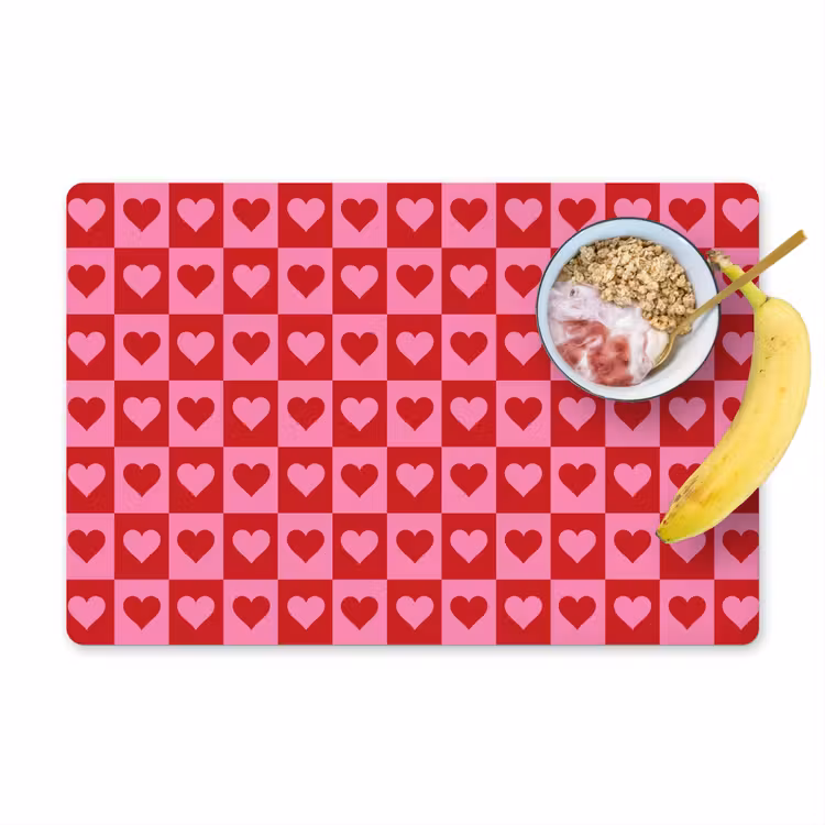 Sets de table - Rouge - Rose - Échiquier - Valentin — 1