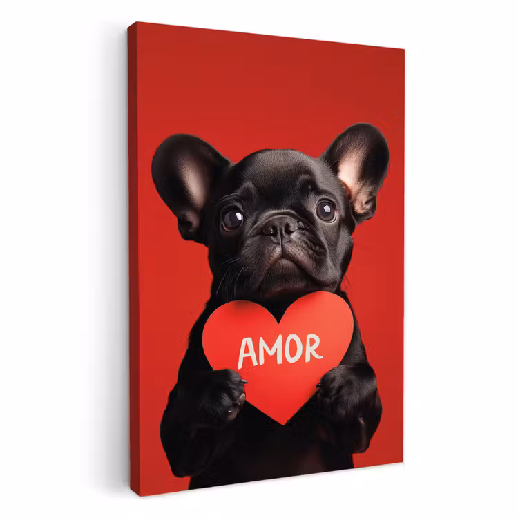Tableau sur toile - Amor - Dog - Heart - Red — 1