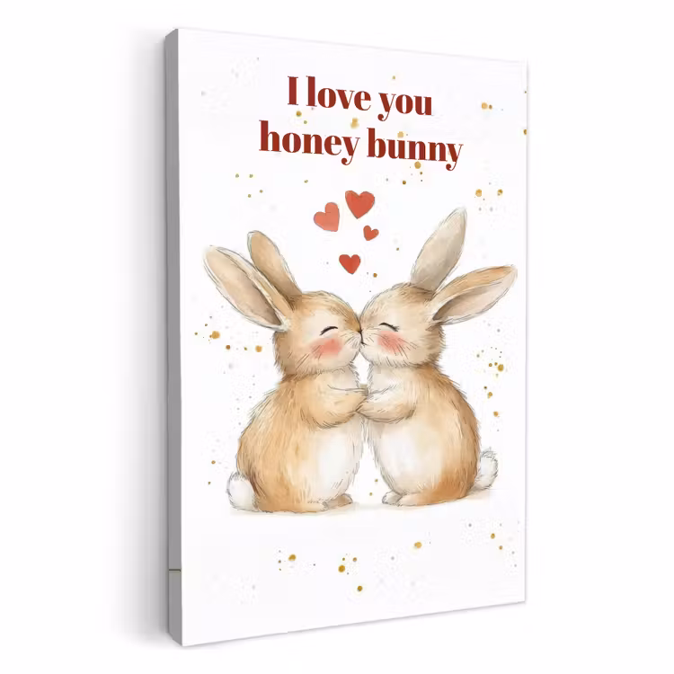 Tableau sur toile - Amour - Rouge - lapin — 1