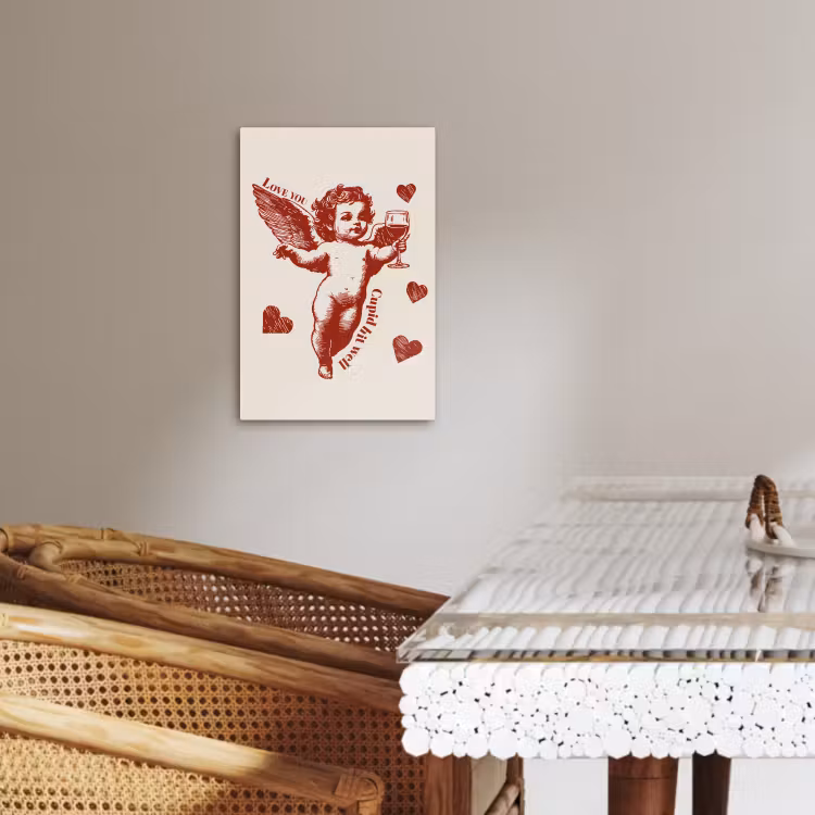 Tableau sur toile - Cupidon - Cœurs - Rouge - Classique — 3