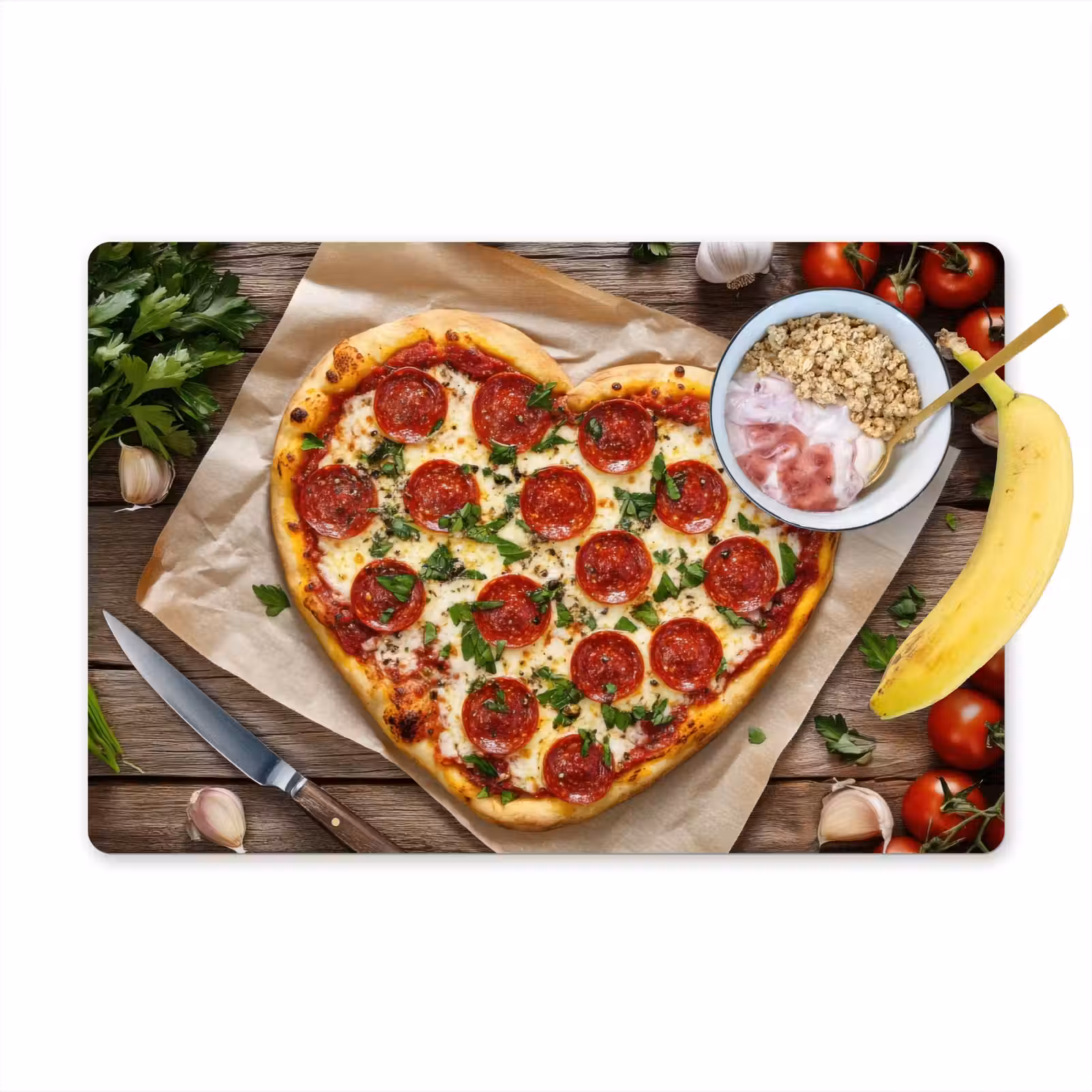 Sets de table en vinyle - Pizza - Coeur - Pepperoni - Tomate — 1