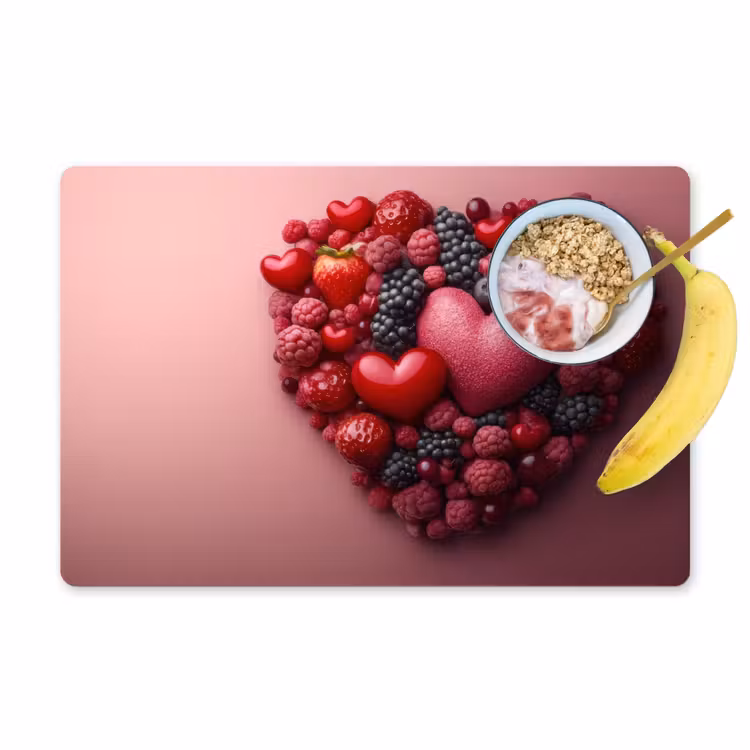 Sets de table en vinyle - Fruits - Coeurs - Fraises - Framboises - Myrtilles — 1