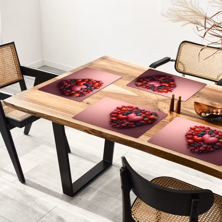 Sets de table en vinyle - Fruits - Coeurs - Fraises - Framboises - Myrtilles — 4