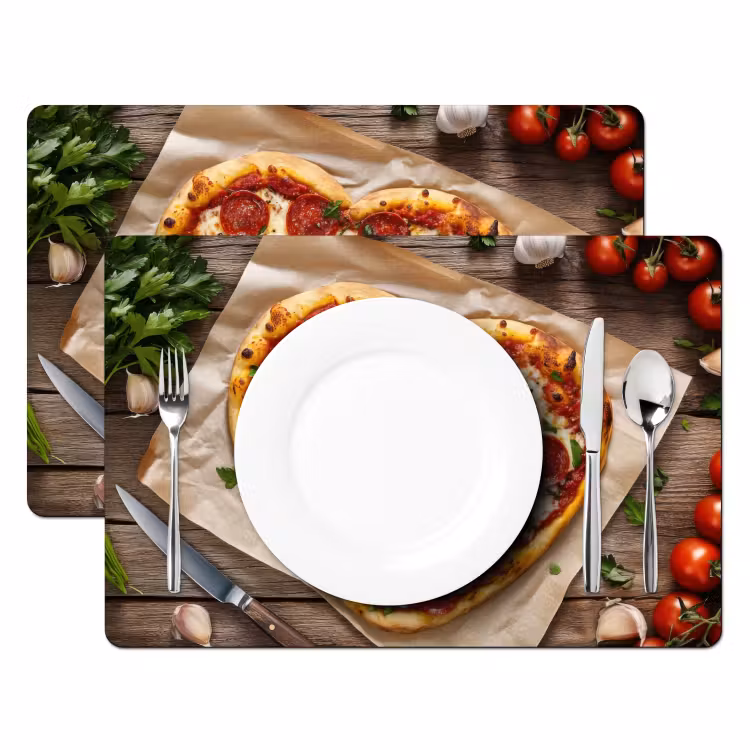 Sets de table en vinyle - Pizza - Coeur - Pepperoni - Tomate — 2