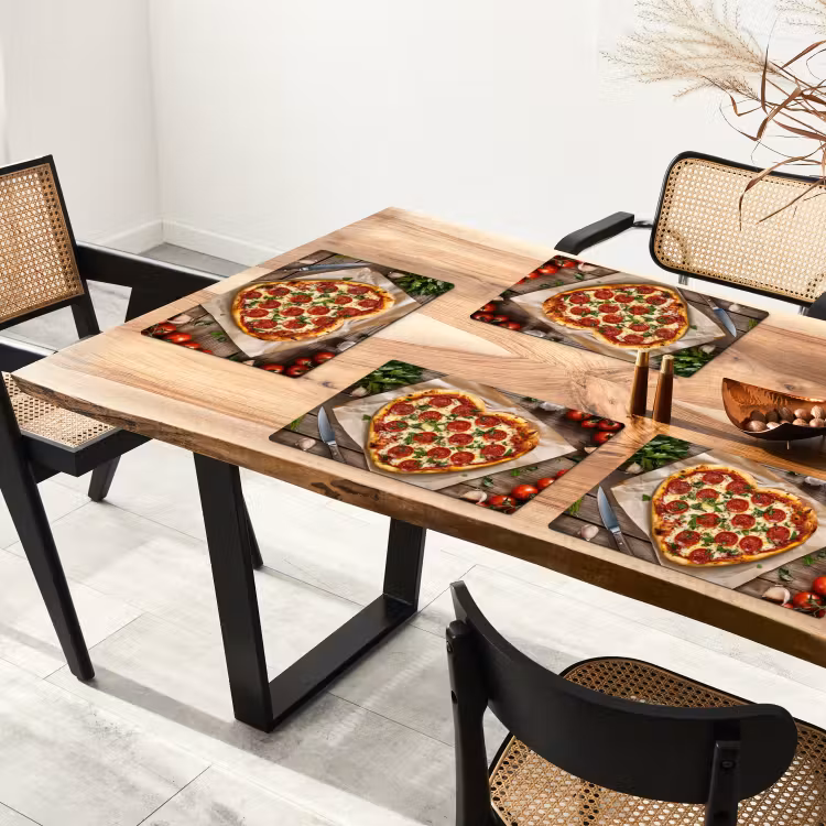 Sets de table en vinyle - Pizza - Coeur - Pepperoni - Tomate — 4
