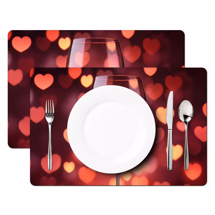 Sets de table en vinyle - Rouge - Vin - Coeurs — 2