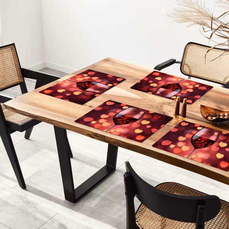 Sets de table en vinyle - Rouge - Vin - Coeurs — 4