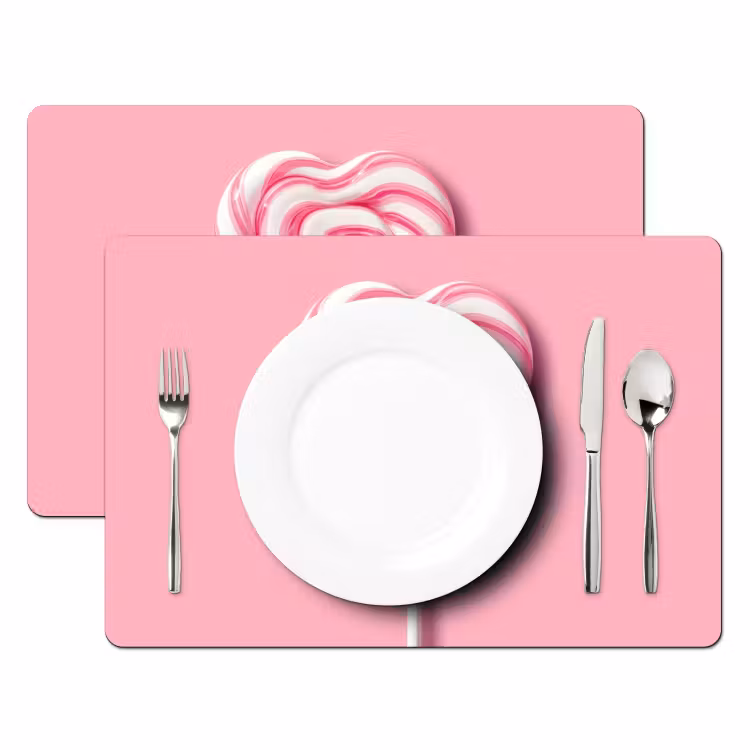 Sets de table - Bonbons - Sucettes - Coeur - Rose — 2
