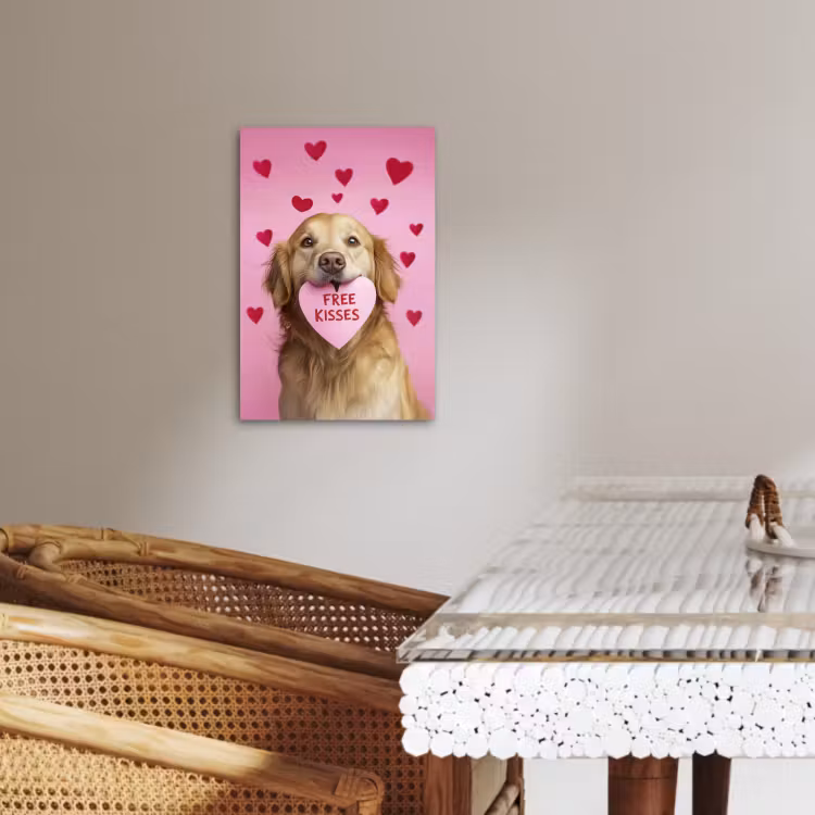 Tableau sur toile - Chien - Baiser - Valentin - Coeurs — 1