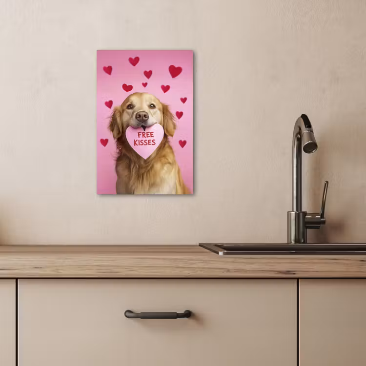 Tableau sur toile - Chien - Baiser - Valentin - Coeurs — 2
