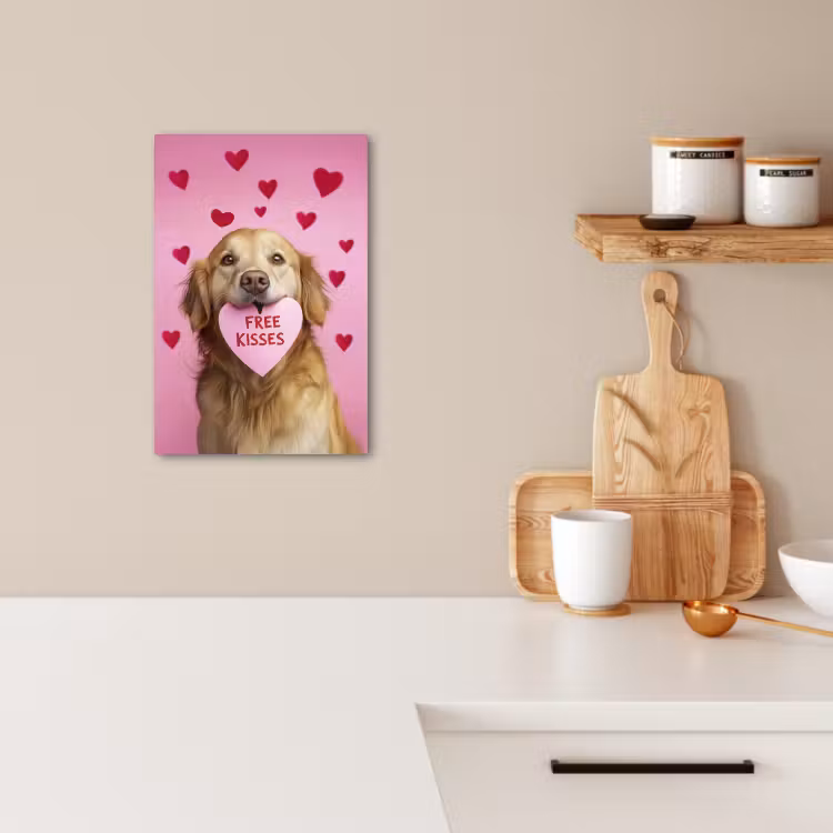 Tableau sur toile - Chien - Baiser - Valentin - Coeurs — 3