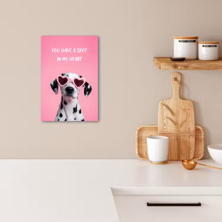 Tableau sur toile - Coeurs - Chien - Valentin - Rose — 2